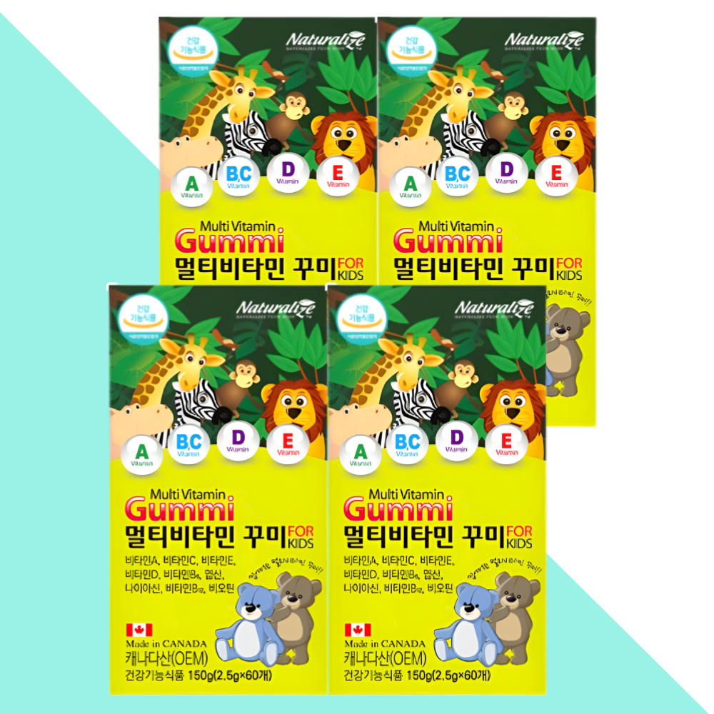 네추럴라이즈 꾸미 멀티비타민 어린이 키즈 젤리 사과딸기맛 60구미X4개