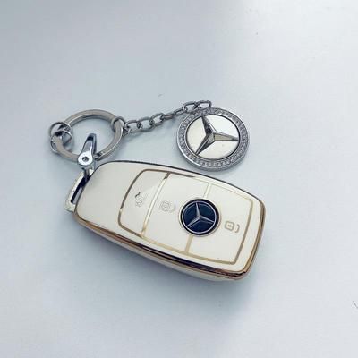 라슈에뜨 프리미엄 블링 럭셔리 여자 벤츠 차 키 케이스 커버 크림화이트 심플로고 이미지 6