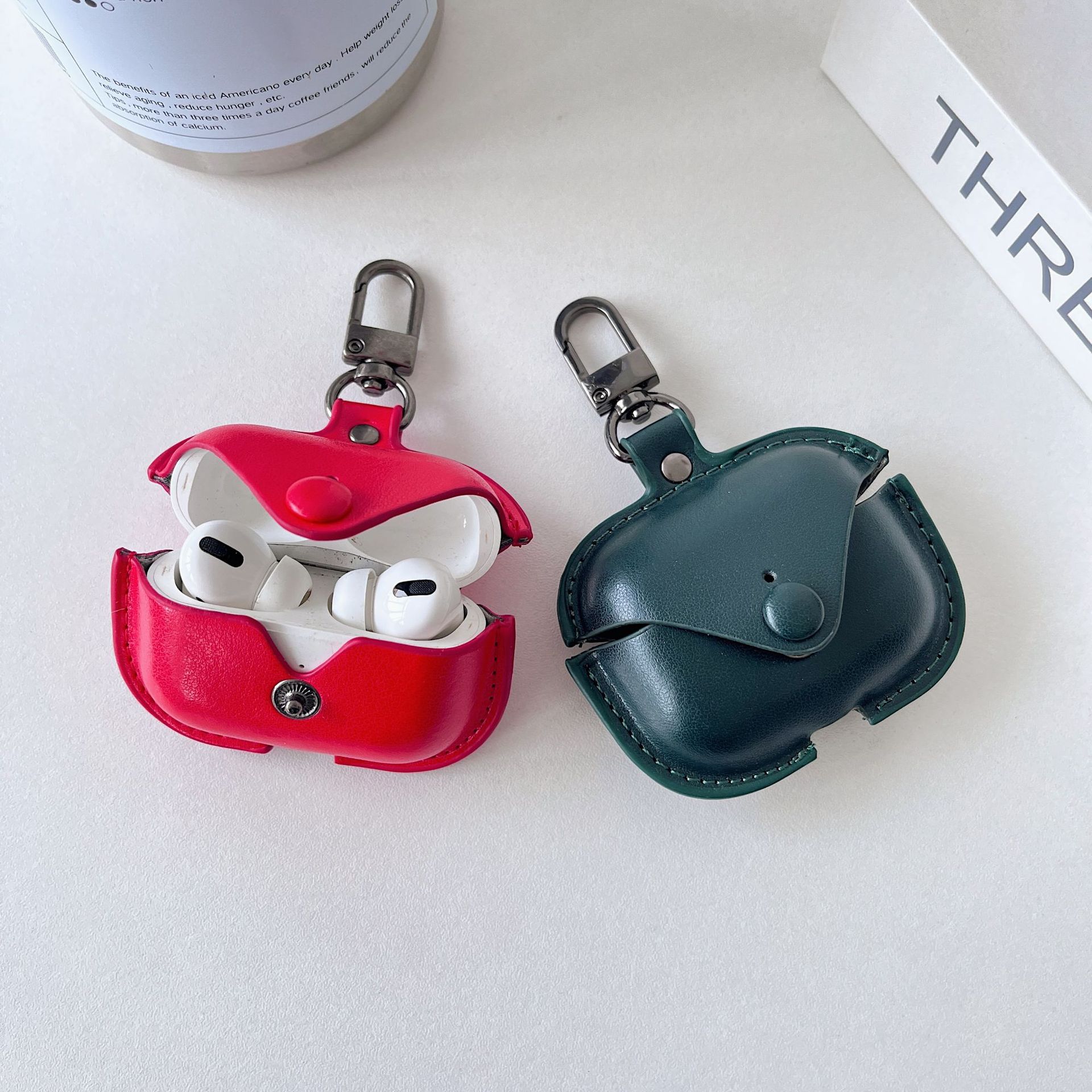[프로덕트피알] 에어팟 레더 케이스 키링 6컬러 모델 선택 가죽 보호케이스 Airpods Hook Leather Case - 상세 이미지 3