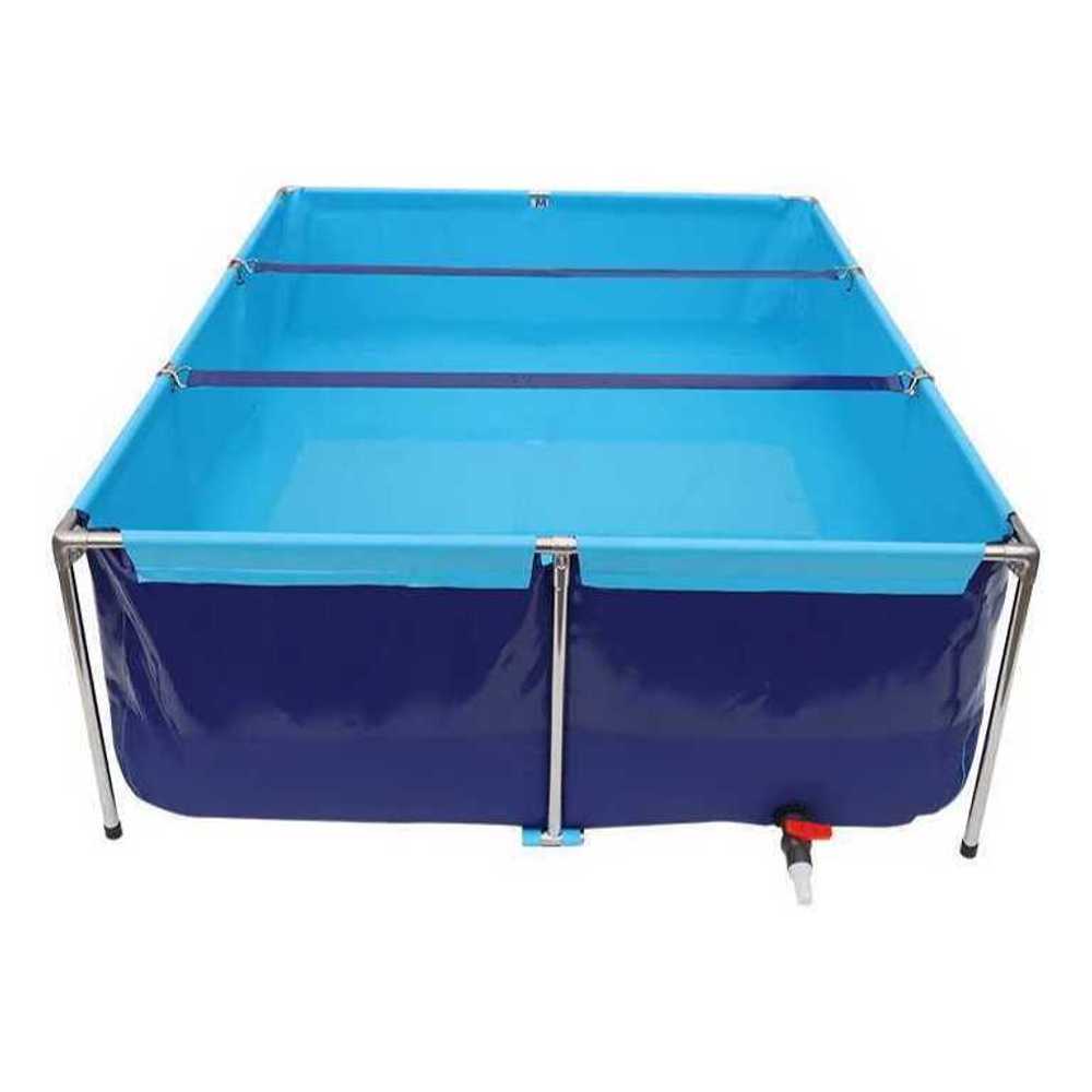 간이 수족관 수조 어항 PVC 대형 물고기 임시 보관함 0.8x0.6x0.3m (스틸 브라켓) - 상품 이미지