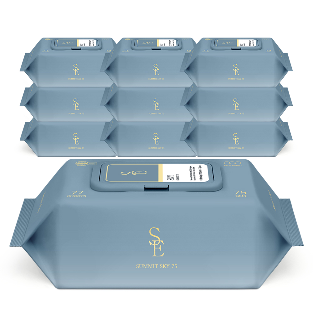 스마트에코 써밋 스카이 75g 엠보 77매 10팩 캡형 아기 물티슈