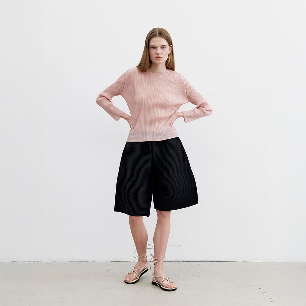 몽플리쎄 여성 가로 플리츠 컴포터블 반바지 (3colors) 주름옷 주름바지 플리츠반바지 - 상세 이미지 2