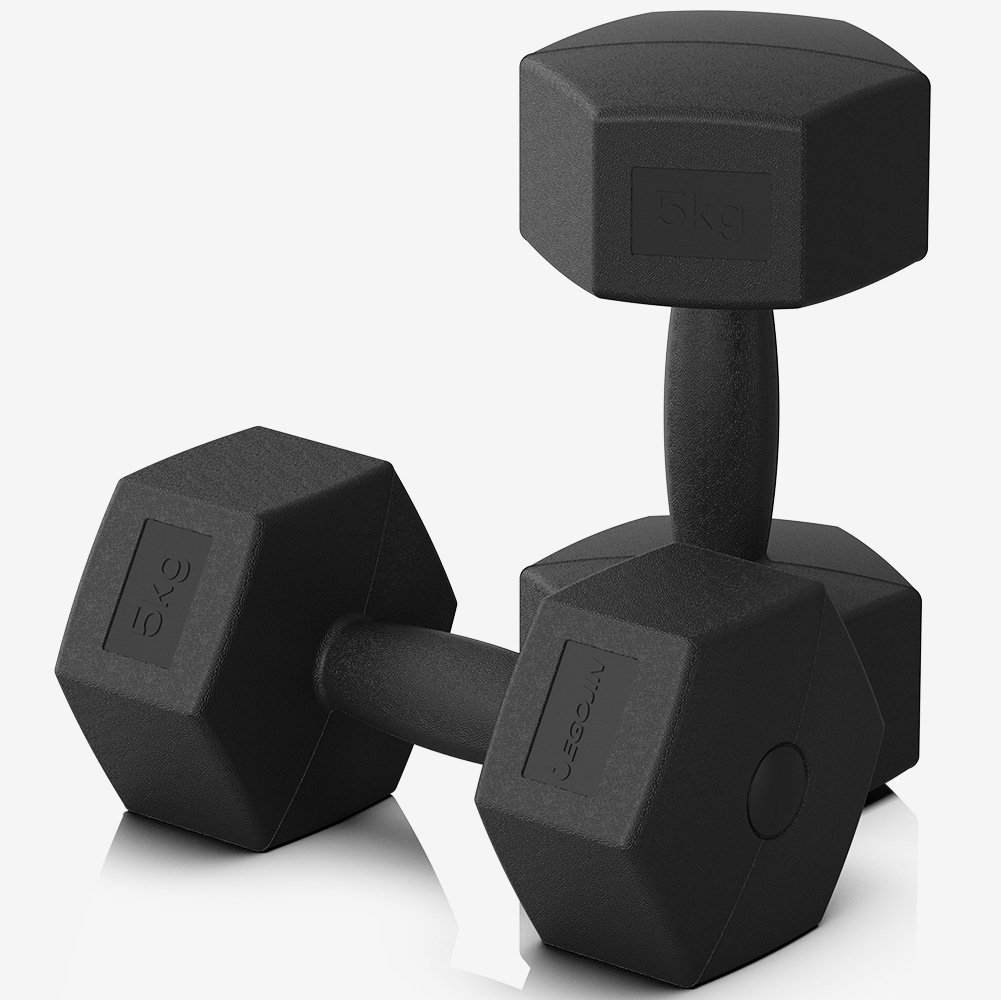 이고진 PE 육각 아령 덤벨 홈트레이닝 헬스장 크로스핏 근력 운동 5kg, 2개 - 상품 이미지