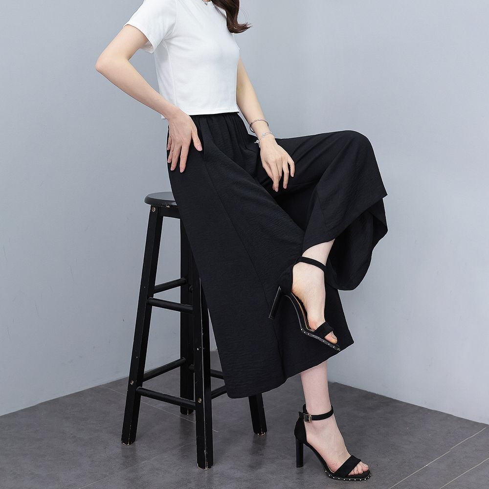 여름 핀턱 7부 치마바지 빅사이즈 키작녀용 bying24 블랙 S (40-50kg) - 상세 이미지 5