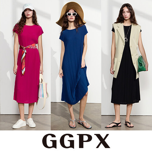 (런칭가 49,900원) 25SS GGPX 썸머 플리츠 컬러 원피스 3종 - 상품 이미지