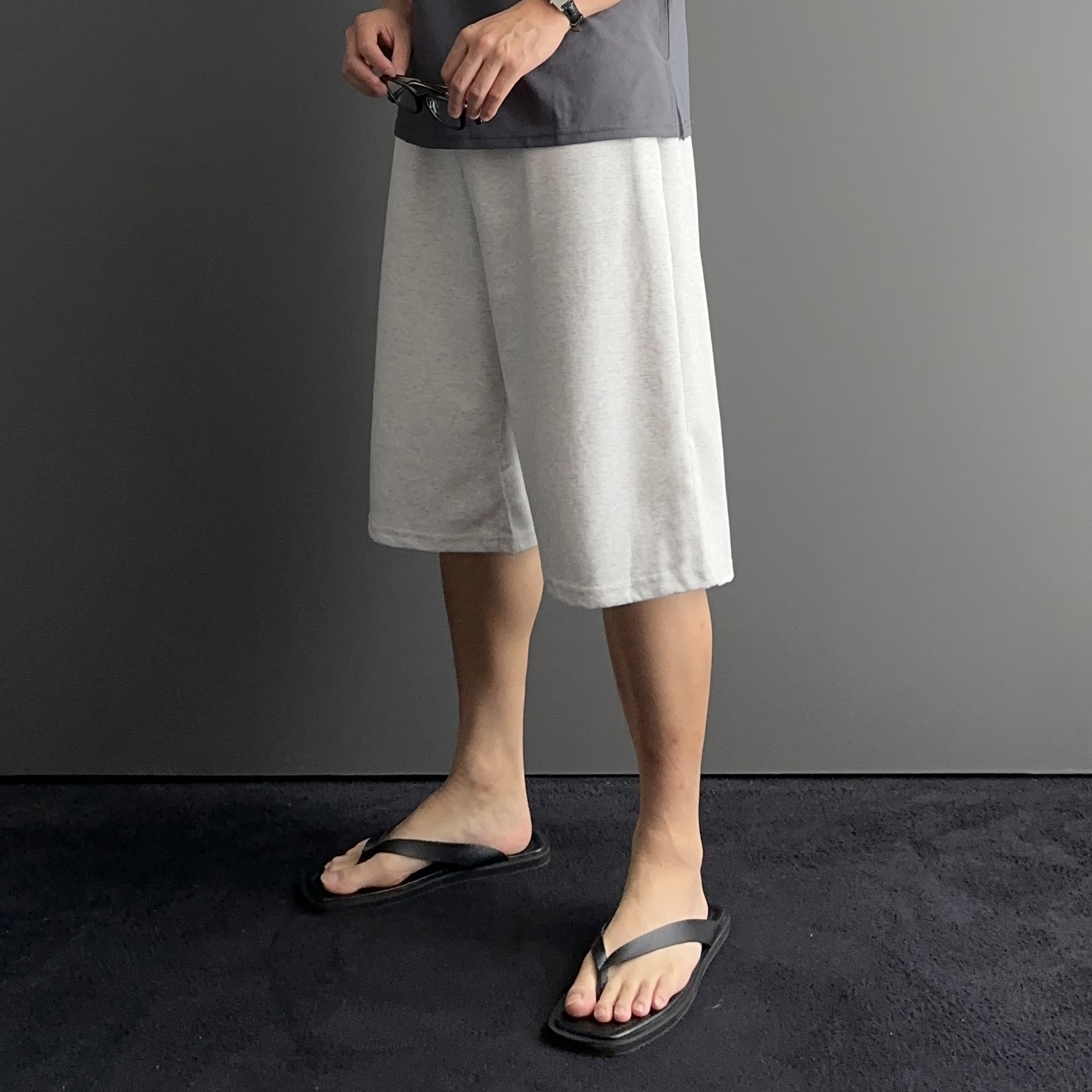 1+1 남자7부반바지 회색반바지 벌룬팬츠 - 상세 이미지 3