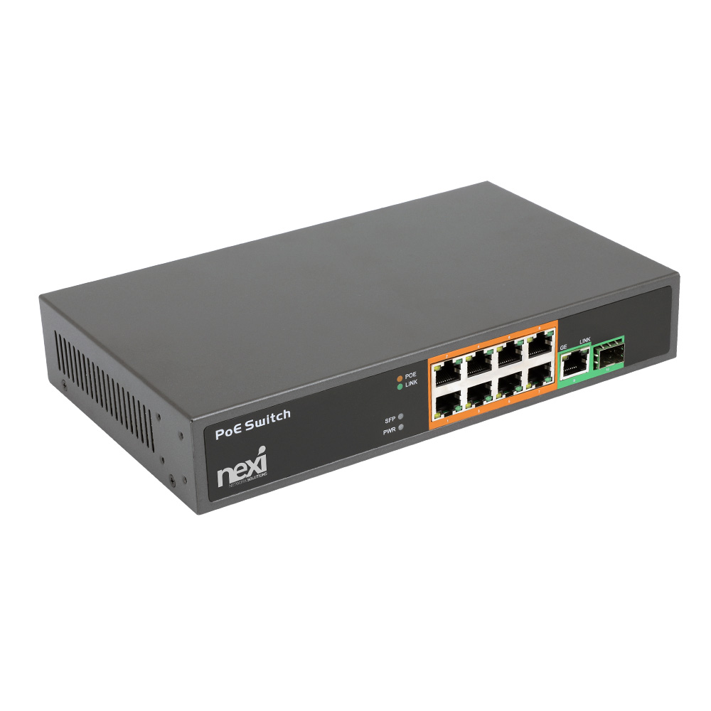 넥시 8+1+1SFP 포트 PoE 스위치 100Mbps AC 전원 데이터 150W 19인치 - 상품 이미지
