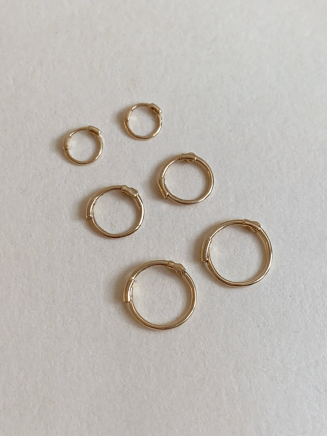 14k 베이직 미니 원터치 링 귀걸이 4 6 8mm 귓바퀴 링 피어싱 - 상품 이미지