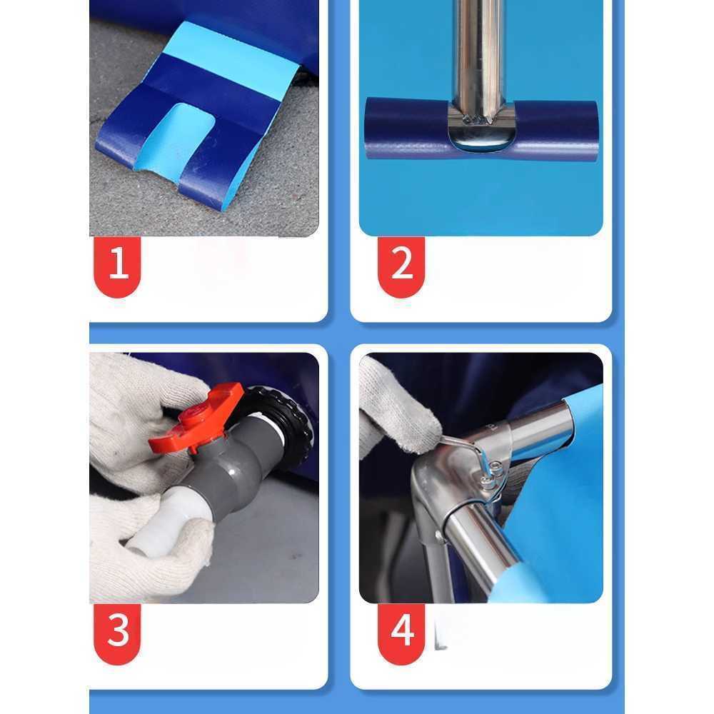 간이 수족관 수조 어항 PVC 대형 물고기 임시 보관함 0.8x0.6x0.3m (스틸 브라켓) - 상세 이미지 5