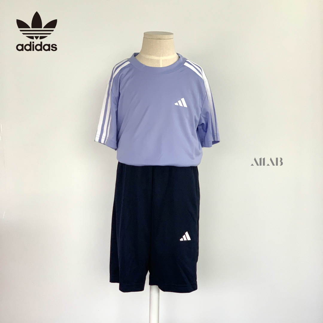 [오늘출발] 아디다스 키즈 상하복 세트 초등학생 주니어 여름 시원한 반팔티 반바지 라이트퍼플네이비, 160