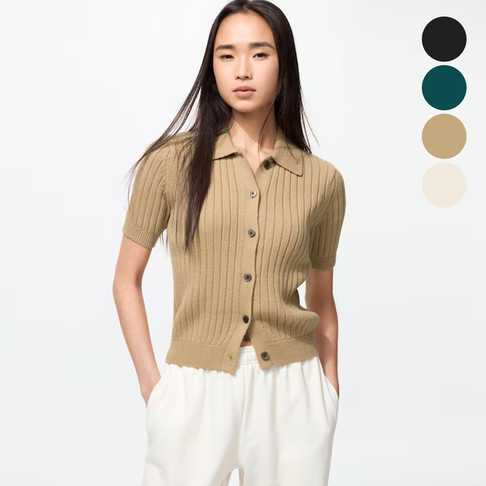 유니클로 가디건 리브 폴로 반팔 골지 479968