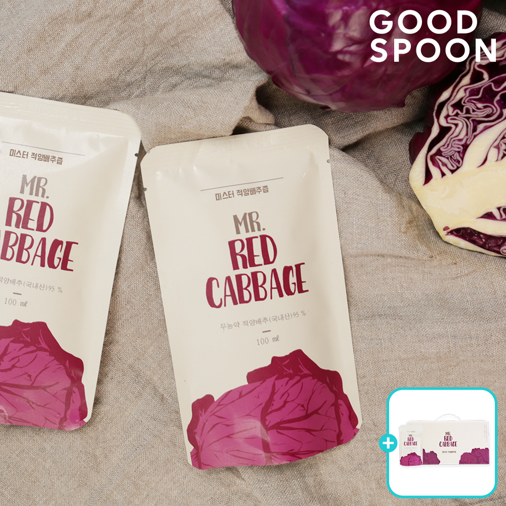 [1+1행사] 굿스푼 빨간 적양배추즙 100ml 60포 무농약 원물