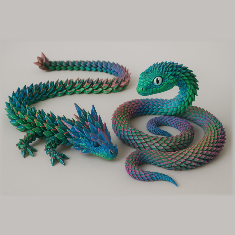 빌리네집 3D 공룡알 장난감 뱀장난감 뱀피규어 세트 드래곤 관절형 이미지 3