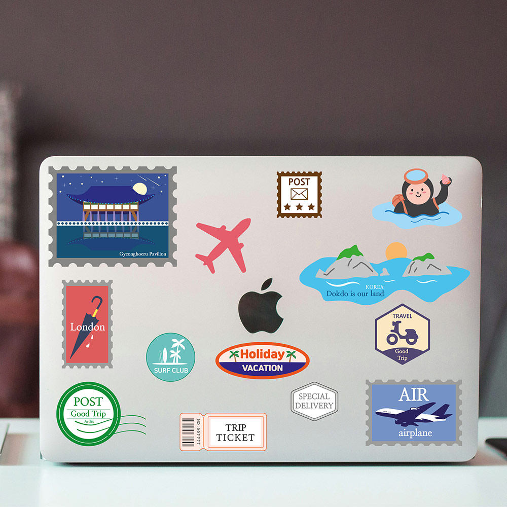 노트북 캐리어 텀블러 꾸미기 리무버블 스티커 PVC 방수 - 상품 이미지
