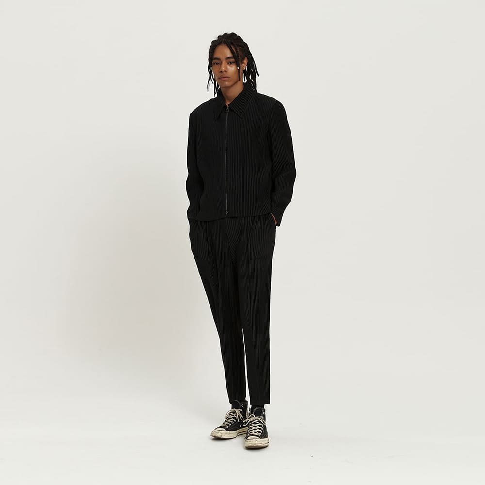 몽플리쎄 공용 턱 플리츠 스트레이트 팬츠 (3colors) 주름옷 주름바지 플리츠바지 - 상세 이미지 2