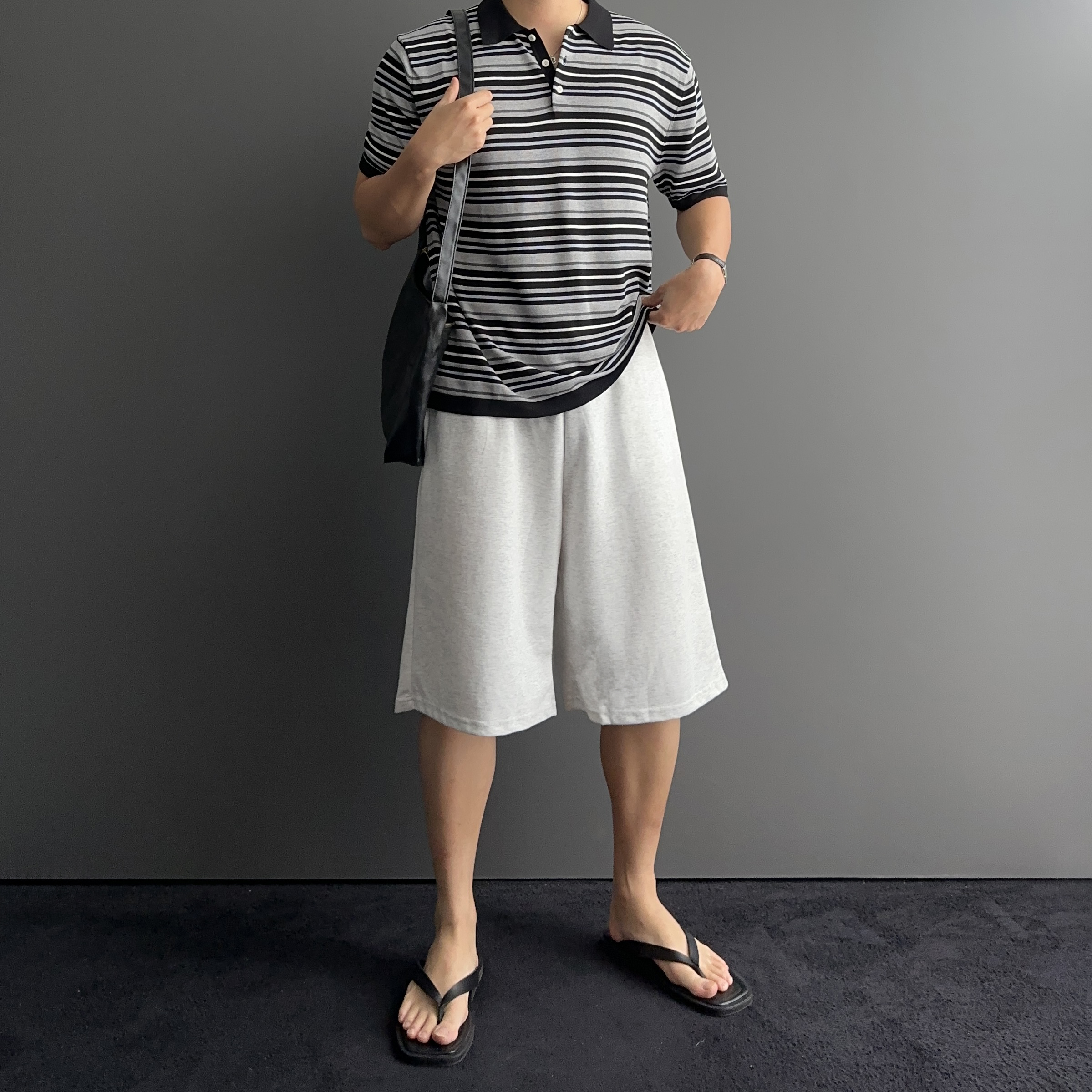 1+1 남자7부반바지 회색반바지 벌룬팬츠 - 상세 이미지 4