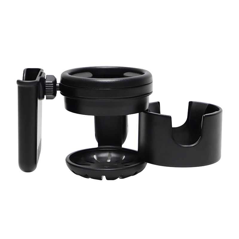 핑구어팩토리 유모차 컵홀더 확장 2구, 블랙 (휴대폰 수납형)