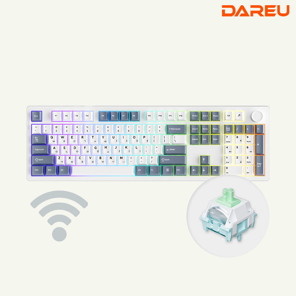 다얼유 EK106 PRO 유무선 기계식 키보드 화이트, 클라우드축