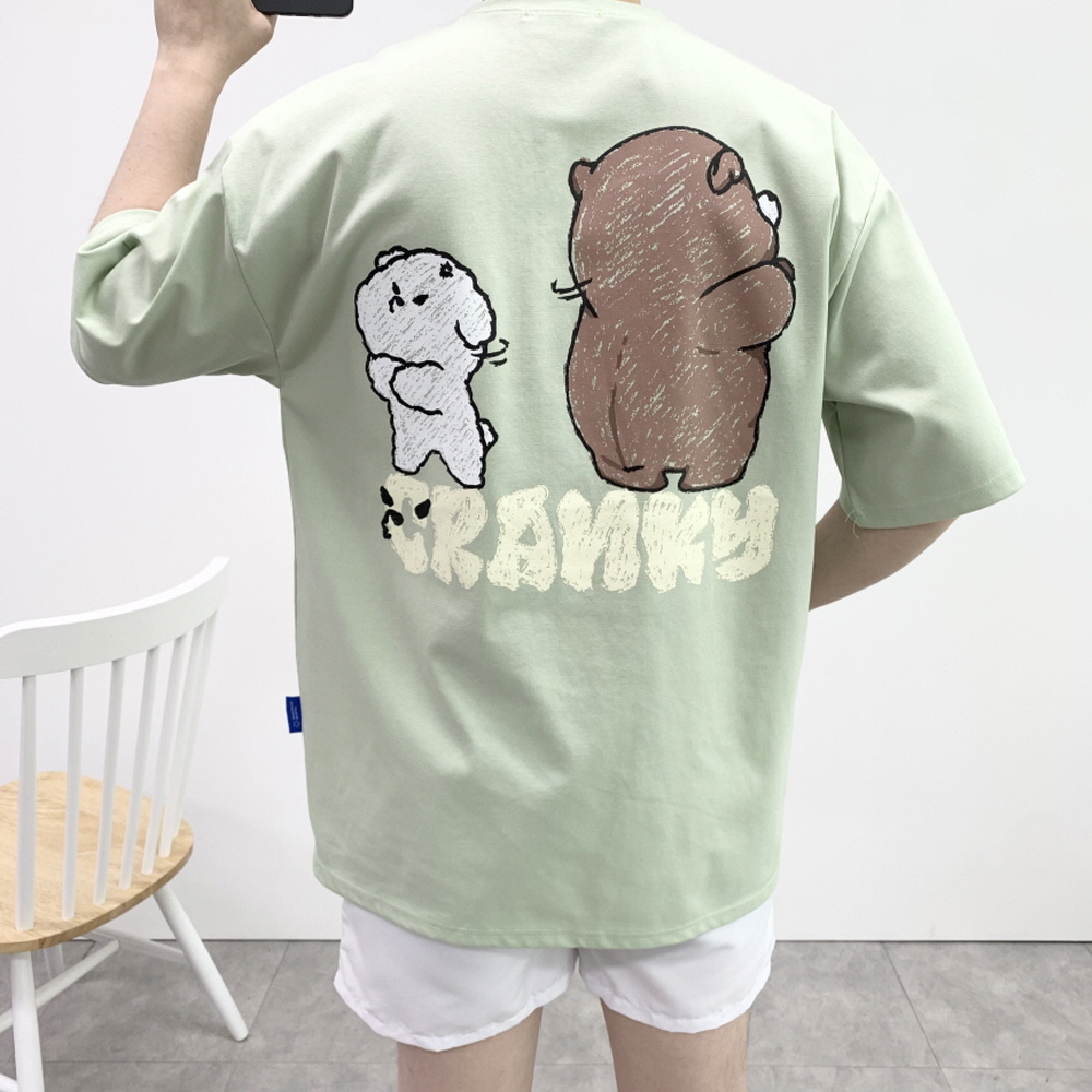 커플반팔티 여름 오버핏 루즈핏 프린팅 분또 면 빅 사이즈 박스 티셔츠 - 상세 이미지 2