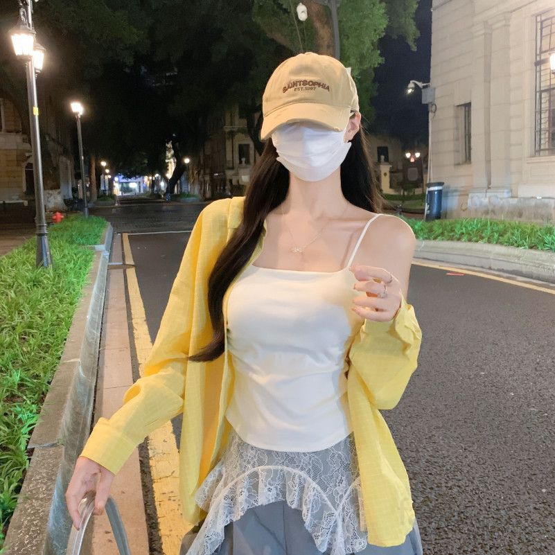 여자 여름 스퀘어넥 셔링 끈나시 뷔스티에 슬림핏 쫀쫀한 면스판 이너 데일리 캐주얼 Y2K 바캉스룩 B01299 - 메인 이미지