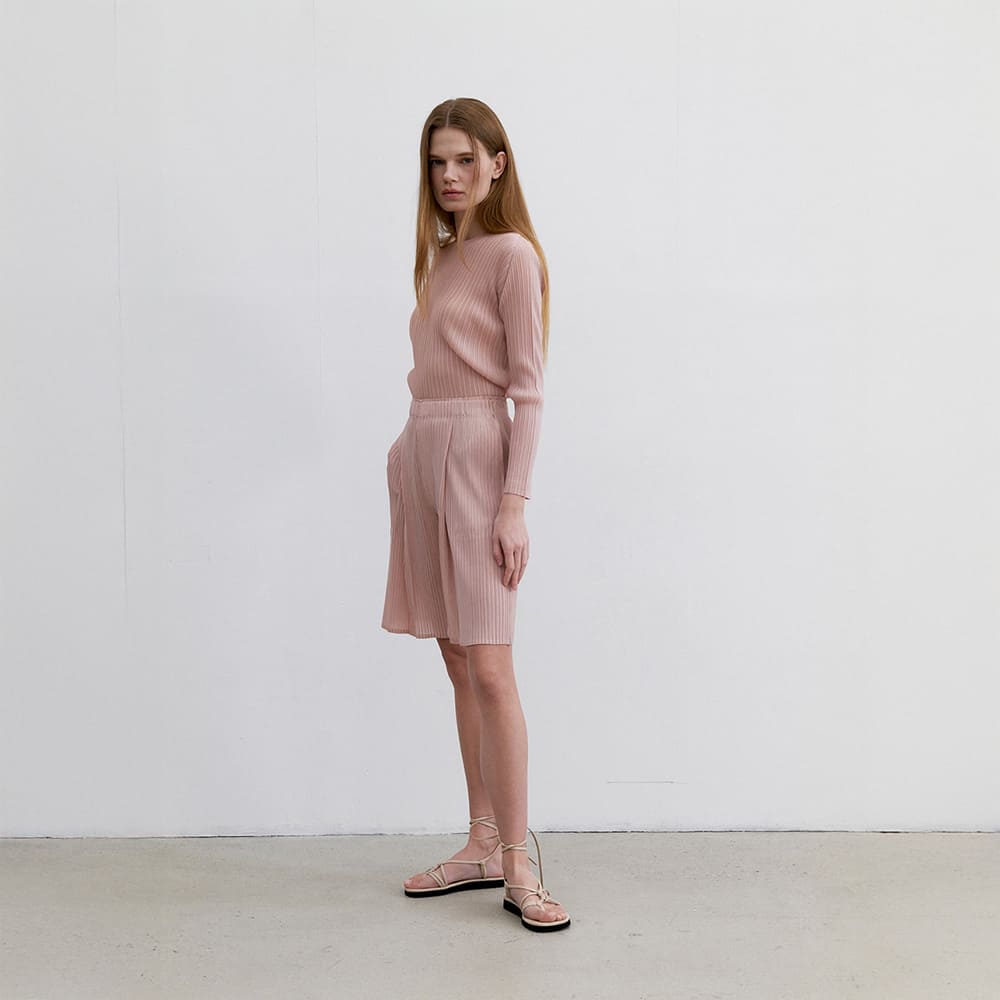 몽플리쎄 여성 턱 플레어 플리츠 큐롯 반바지 (4colors) 주름옷 주름바지 플리츠반바지 - 상세 이미지 4