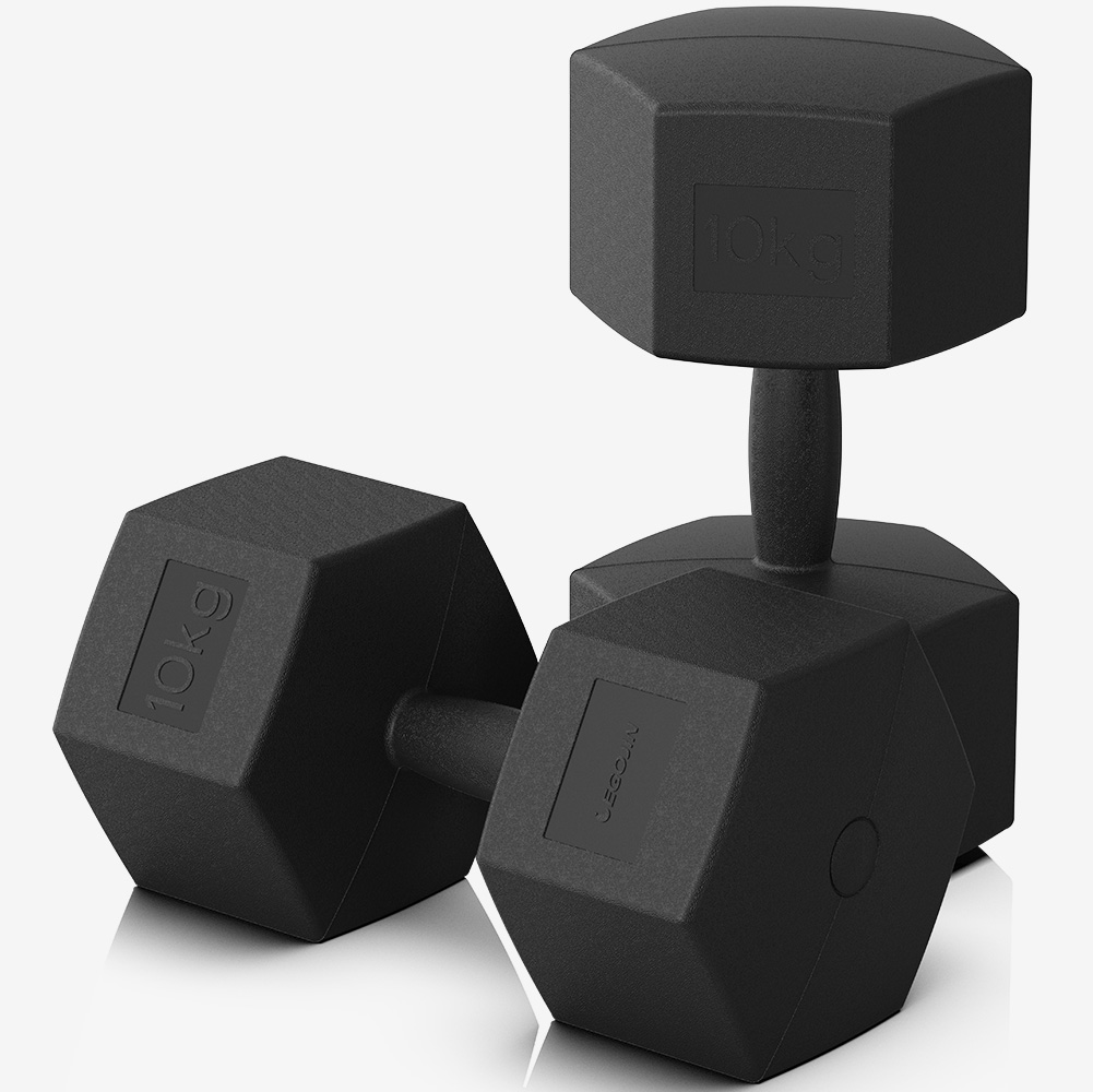 이고진 PE 육각 아령 덤벨 홈트레이닝 헬스장 크로스핏 근력 운동 10kg, 2개 - 상품 이미지