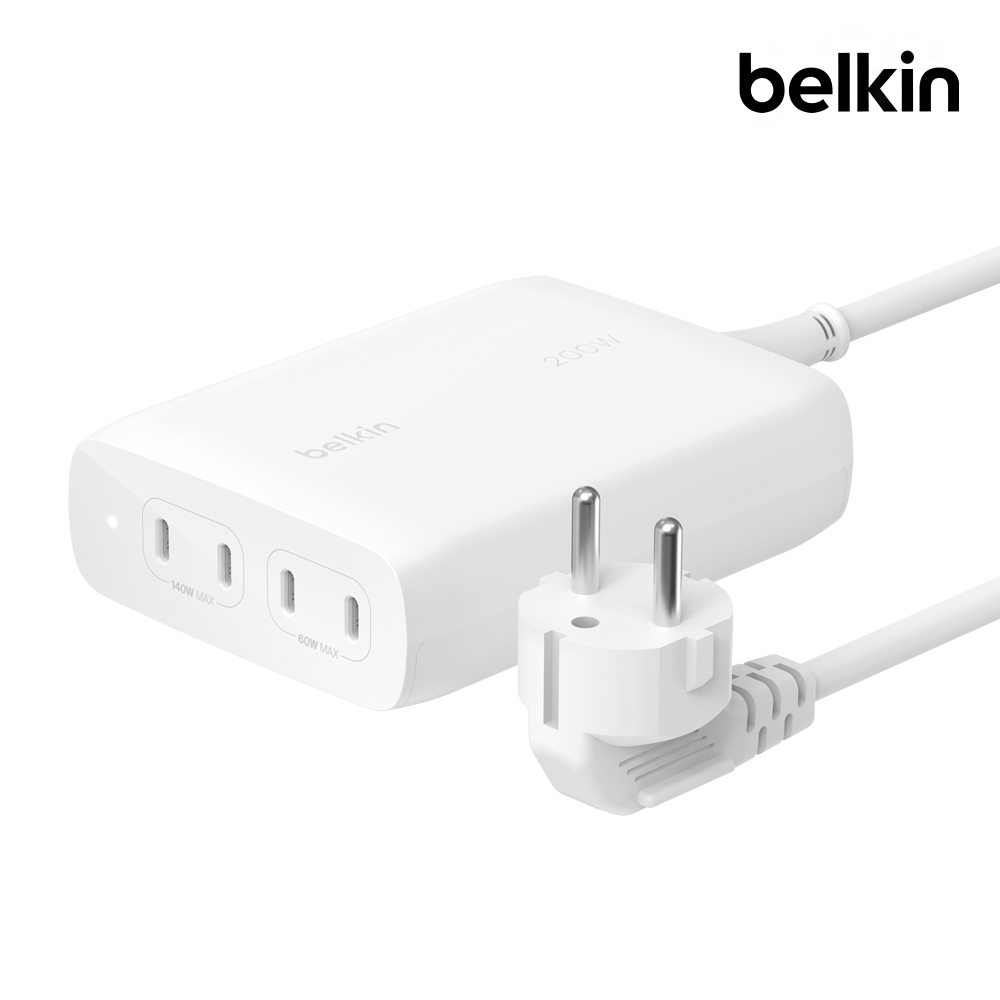 벨킨 200W C타입 4포트 GaN PD 3.1 PPS 고속 충전기 WCH015kr 갤럭시 S25 아이폰17 16 14 13 맥북 에어 M4 아이패드 노트북 충전