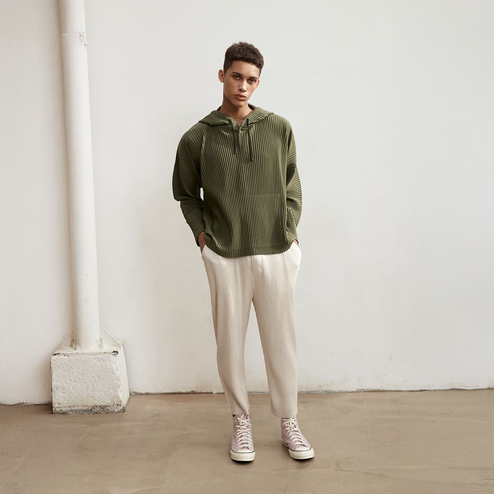 몽플리쎄 공용 슬림핏 플리츠 슬랙스 팬츠 (2colors) 주름옷 주름바지 플리츠바지 - 상세 이미지 2