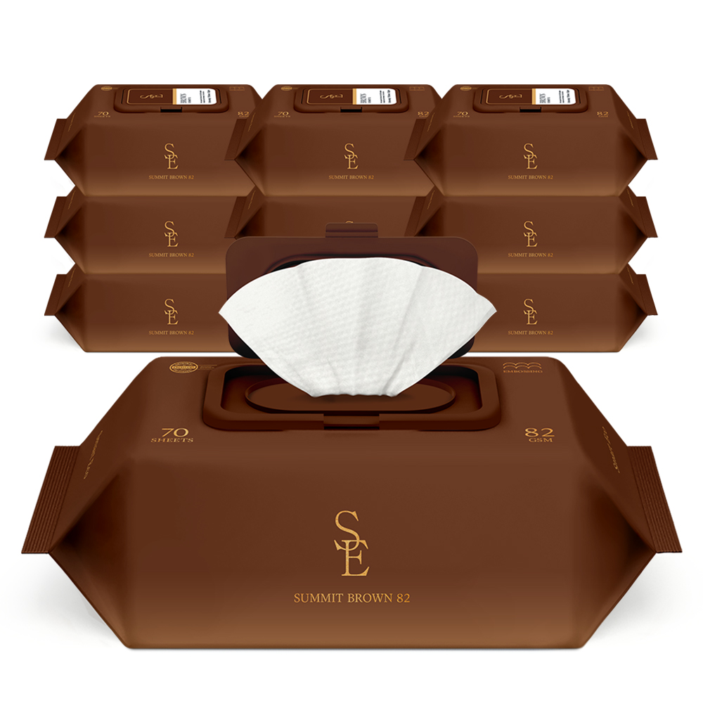 스마트에코 써밋 브라운 82g 엠보 70매 10팩 캡형 아기 물티슈