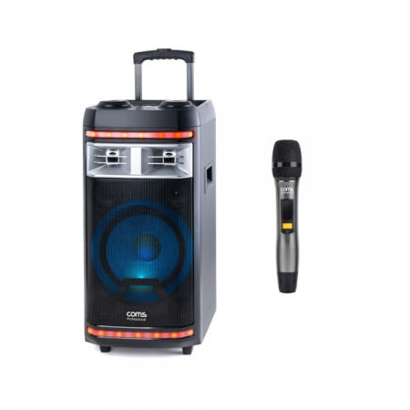 Coms 버스킹 이동식 앰프 스피커 충전식 본체 + UHF 핸드 마이크 1개 CR400PSA