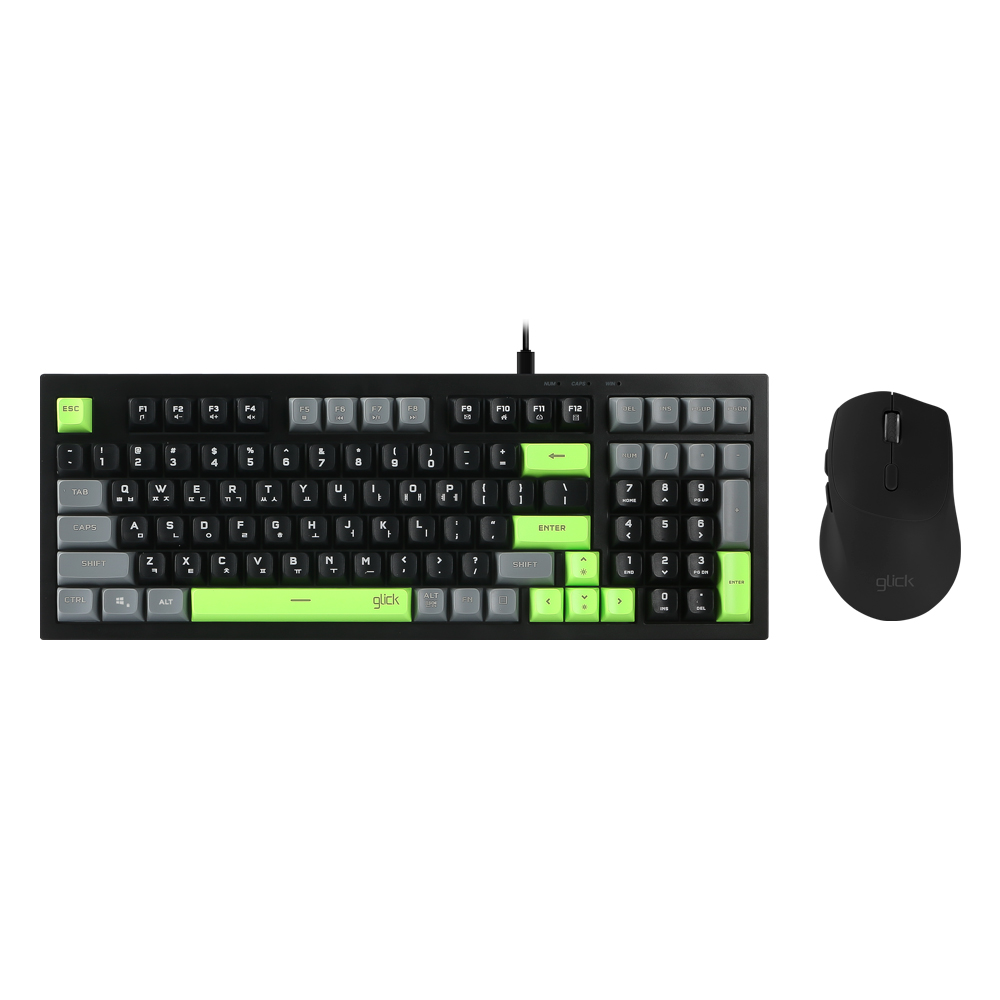 지클릭커 오피스프로 OPS60 사일런스 M 다쿠아즈 98 키보드 마우스 세트 PokerGreen