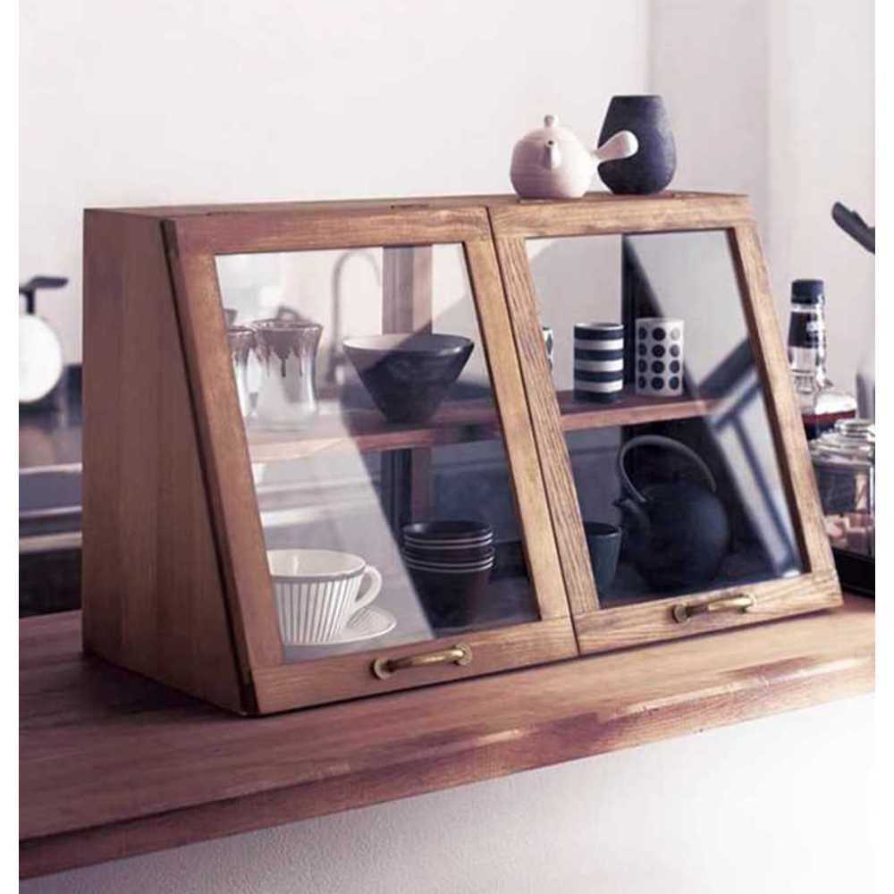 디저트 쇼케이스 원목 카페 인테리어 유리 수납장 A형 40x25x35cm-월넛 - 상품 이미지