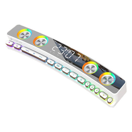 노벨뷰 디스코팡 NV123 (화이트) 하이파이 블루투스 게이밍 사운드바 스피커 / FM라디오 / RGB 라이트