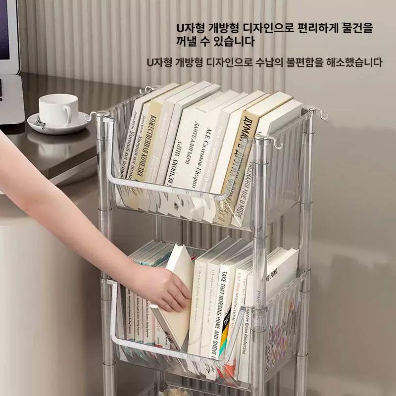 투명 책꽂이트롤리 이동식 책장 북카트 북트레이 - 상세 이미지 4