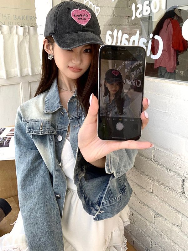 여자 빈티지 워싱 데님 자켓 크롭 기장 루즈핏 긴팔 청자켓 봄 가을 간절기 아우터 데일리룩 숏자켓 4841 - 상세 이미지 2