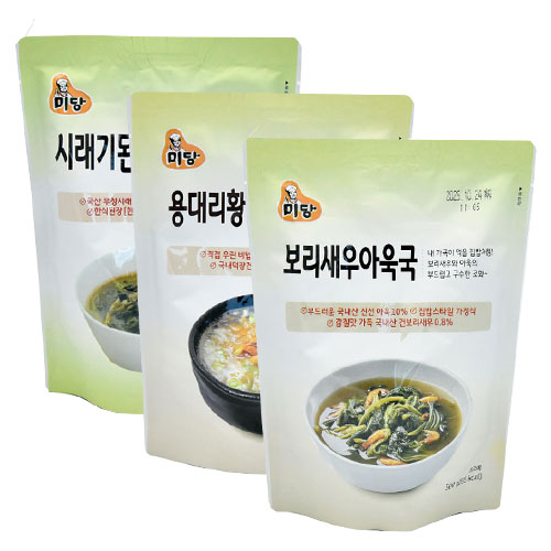 미당 집밥세트 보리새우아욱국 용대리황태국 시래기된장국 3개 - 상품 이미지
