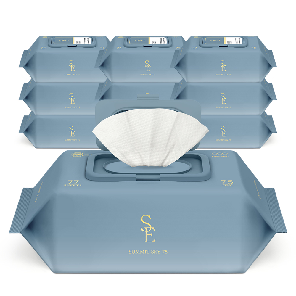 스마트에코 써밋 스카이 75g 엠보 77매 10팩 캡형 아기 물티슈