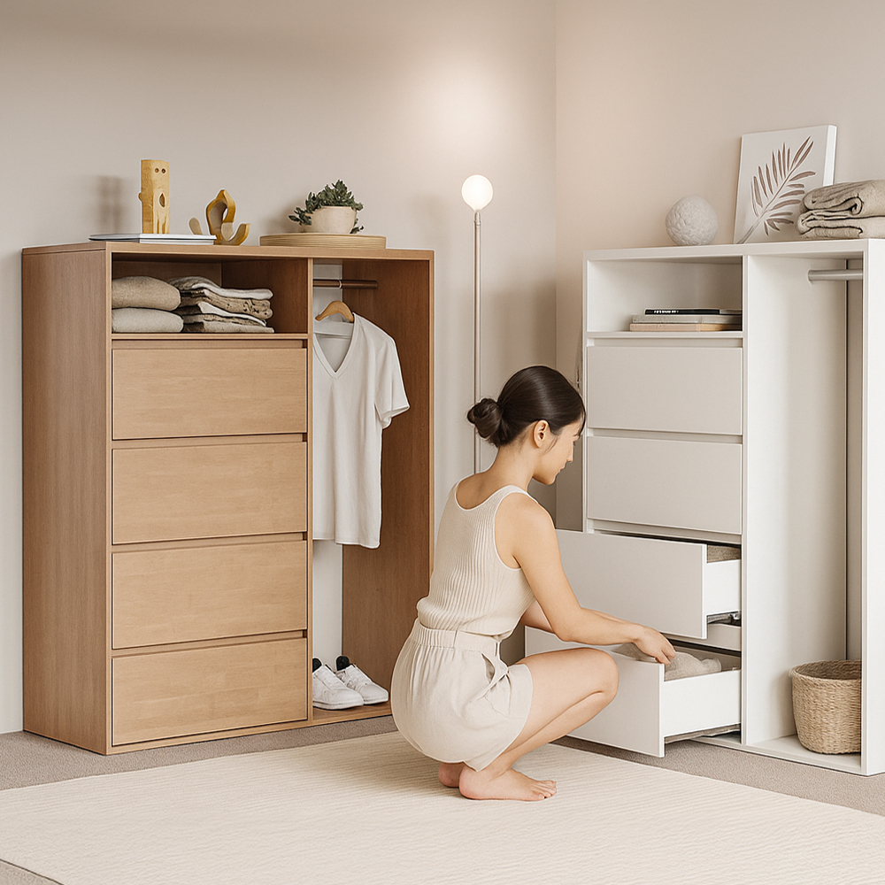 서랍형 행거 원룸 선반 옷장 행거 서랍장 낮은 행거 수납장