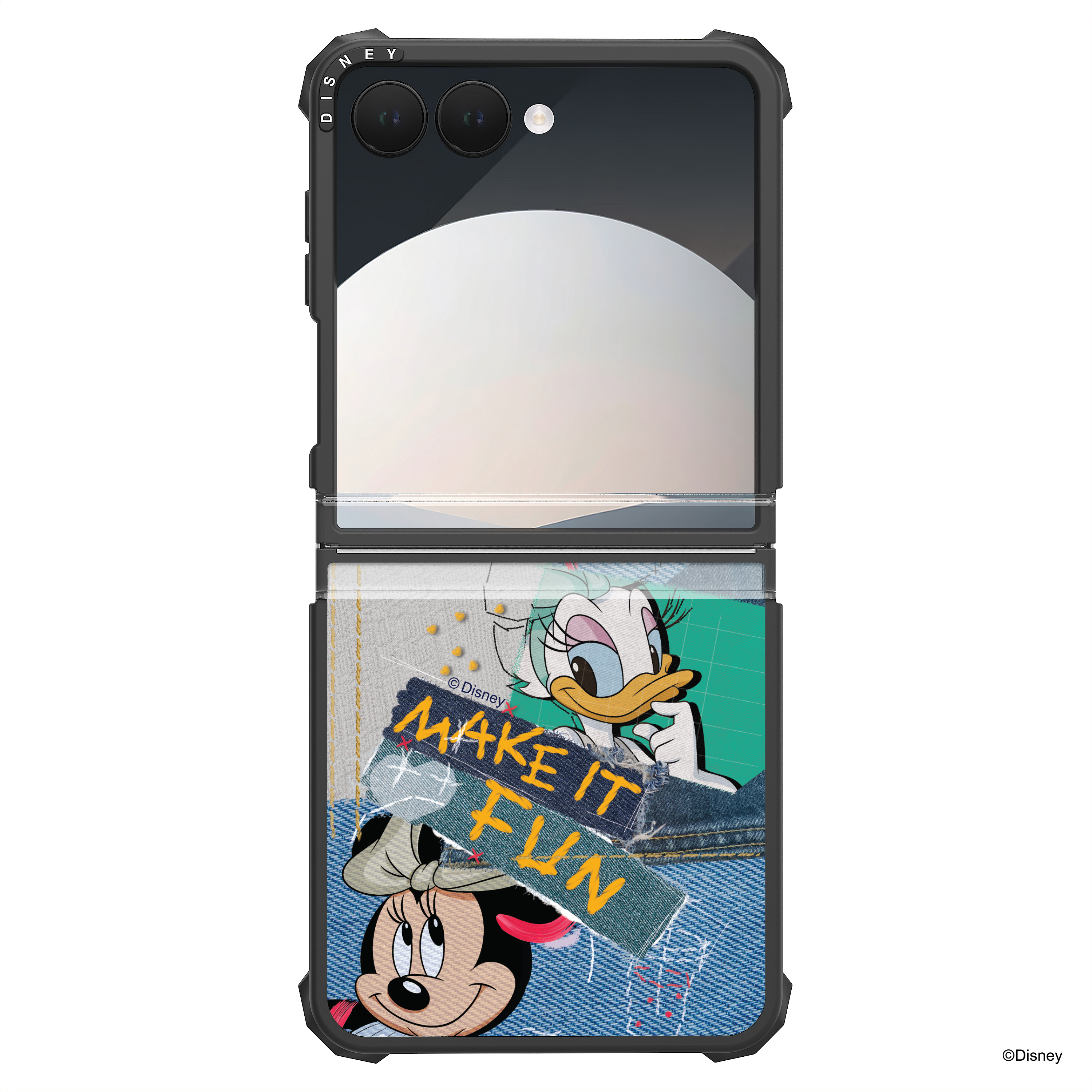갤럭시 Z플립7 임팩트 디즈니 패치워크 디자인 맥세이프 힌지 보호 휴대폰 케이스 미니 앤 데이지