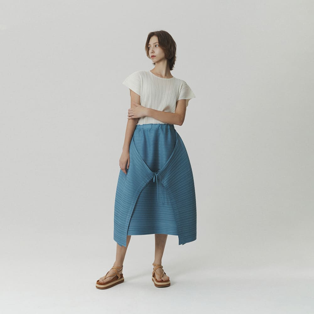 몽플리쎄 여성 가로 주름 플리츠 밴딩 롱 스커트 (2colors) 주름옷 주름치마 플리츠치마 - 상세 이미지 2
