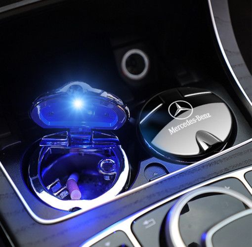 라슈에뜨 아우디 벤츠 차량용 LED 재떨이 담배 애쉬 트레이 재털이 벤츠 시크블랙 - 상품 이미지