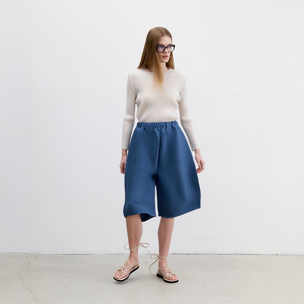 몽플리쎄 여성 가로 플리츠 버뮤다형 팬츠 (3colors) 주름옷 주름바지 플리츠바지 - 상품 이미지