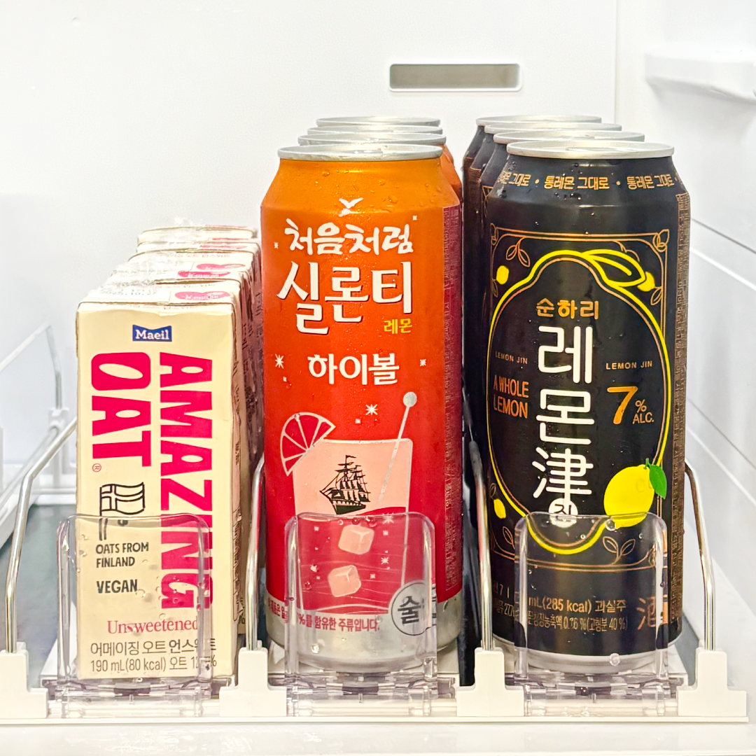 라슈에뜨 이중레일 냉장고 캔음료 정리 자동정렬 트레이 칼각정리 디스펜서 3라인31cm 이미지 3