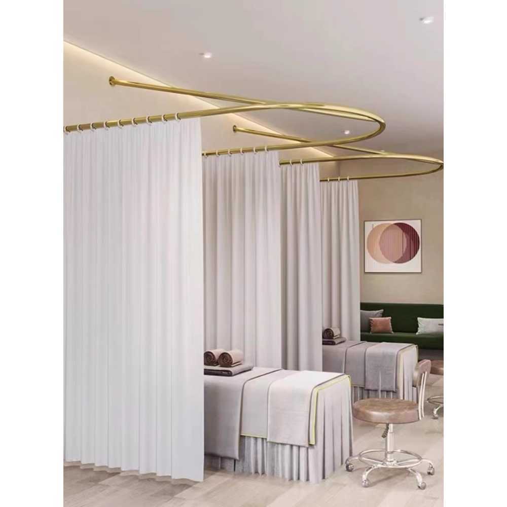 시술 침대 파티션 뷰티샵 공간분리 커튼 가림막 안마 화이트 90x230x50cm(골드프레임) - 상품 이미지