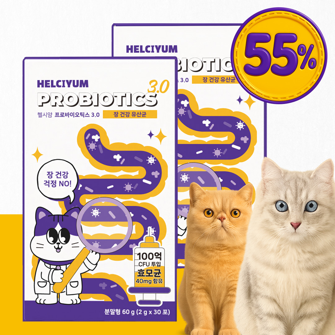 헬시얌 장 건강 고양이 유산균 프로바이오틱스 면역력 영양제 30포, 2개
