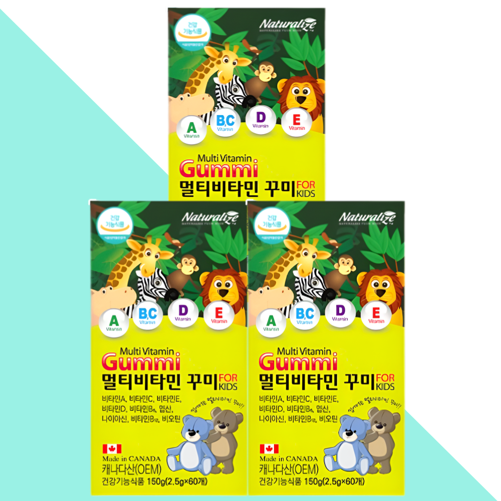 네추럴라이즈 꾸미 멀티비타민 어린이 키즈 젤리 사과딸기맛 60구미X3개