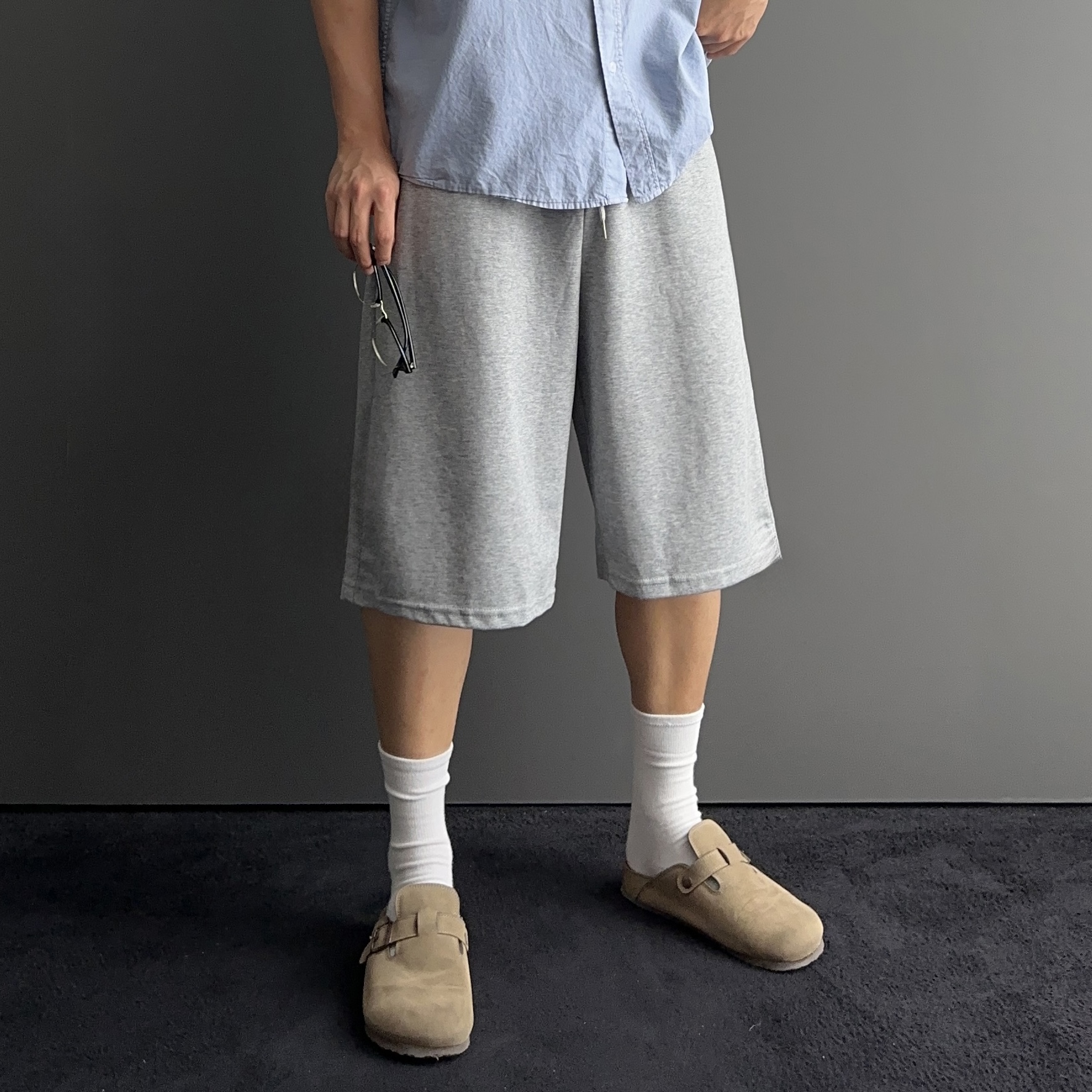 1+1 남자7부반바지 회색반바지 벌룬팬츠 - 상세 이미지 5