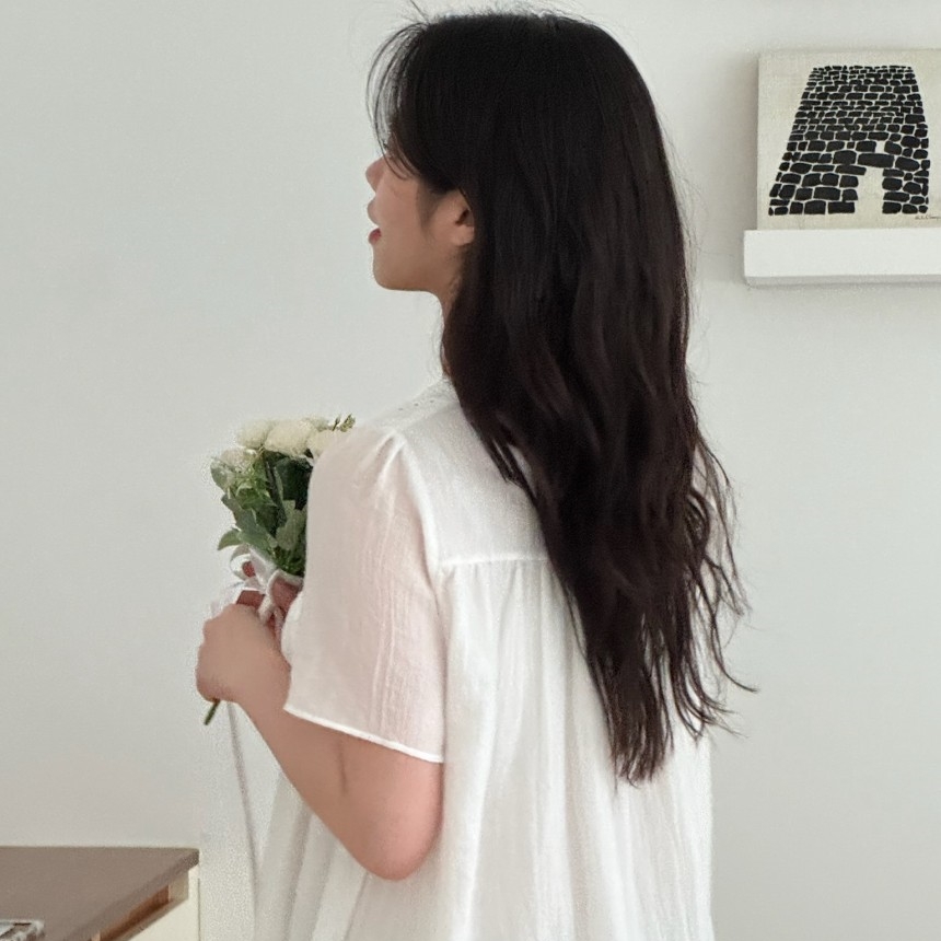 피어 여름 반팔 순면 원피스잠옷 임산부 파자마 공주 홈웨어 - 상세 이미지 3