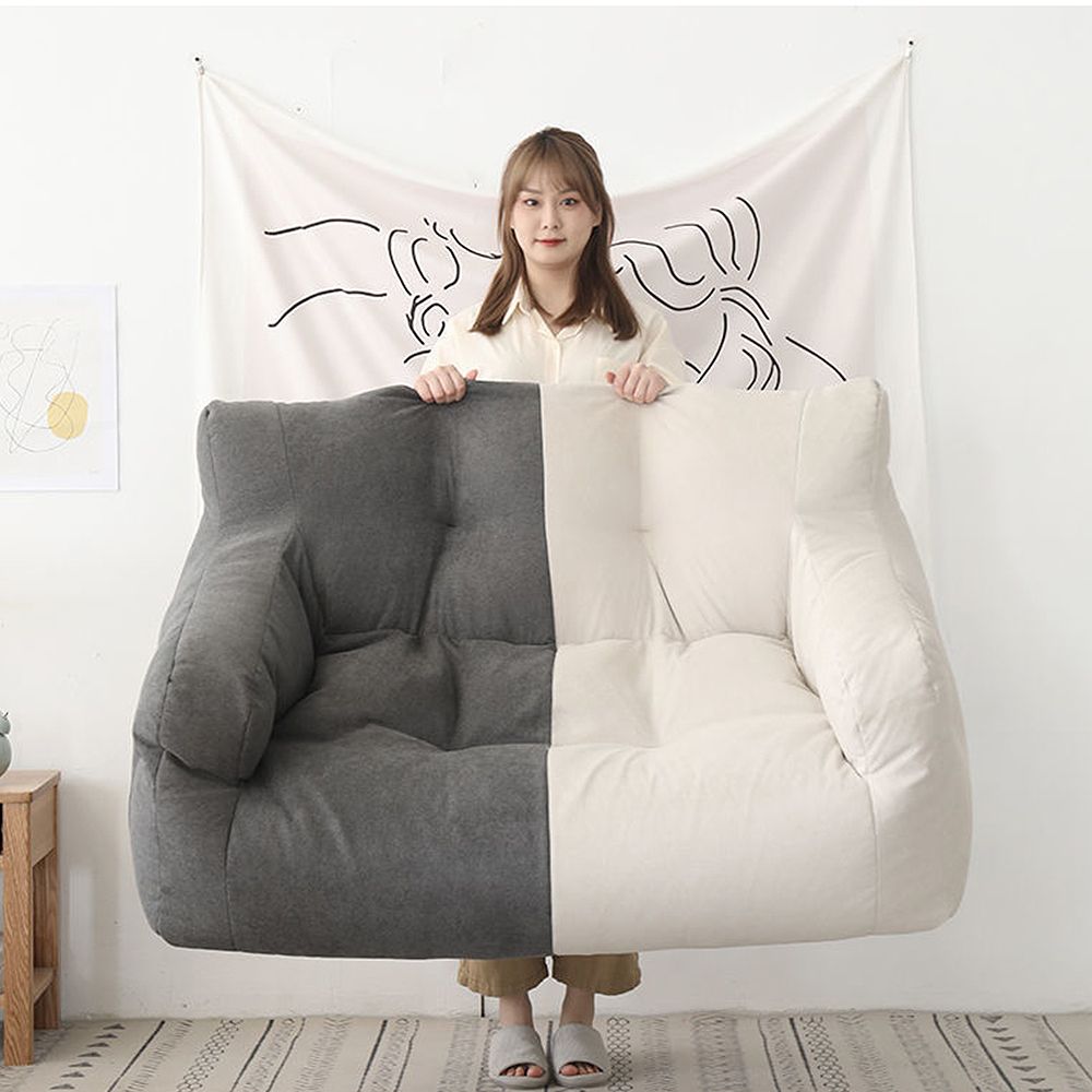 라슈에뜨 폭신폭신 몸을 감싸는 친환경 마약 빈백 원룸 소파 2인용 그레이 오트밀 이미지 8
