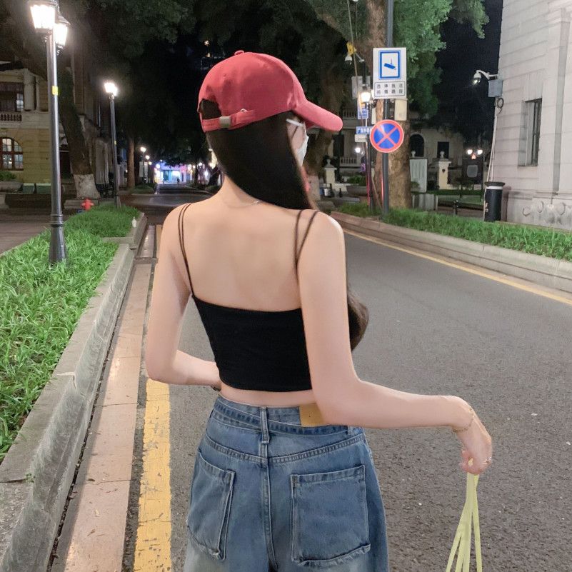 여자 여름 Y2K 더블스트랩 스퀘어넥 크롭 브라탑 끈나시 쫀쫀한 슬림핏 바캉스룩 클럽룩 이너 B0887 - 상세 이미지 4